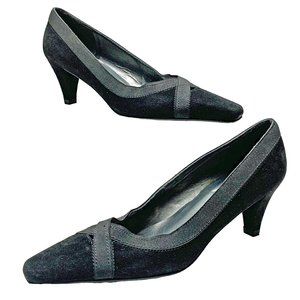 STUART WEITZMAN‎ 403553 Suede Elastic Criss-Cross Pumps